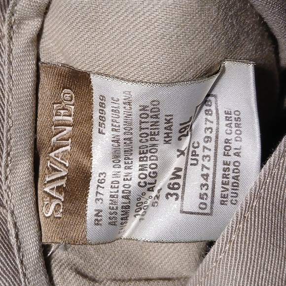 Savane Cotton Khaki Cuffed Business Casual Trousers 36 x 29 - Picture 4 of 4